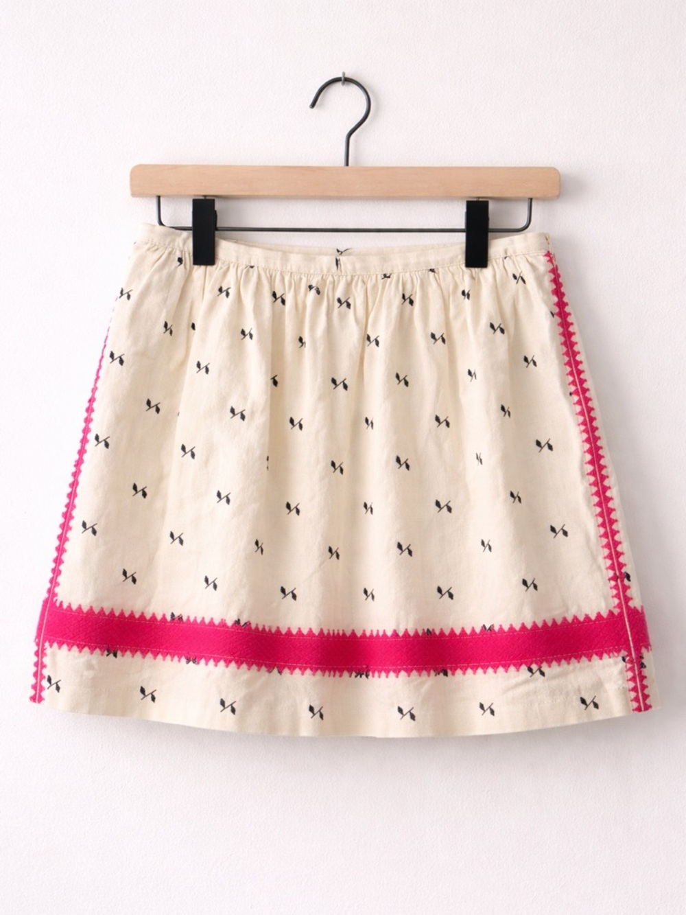 Madewell Embroidered Linen Mini Skirt Size 2 Cream Pink A-Line - Picture 2 of 4